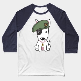 Green Beret Bull Terrier Baseball T-Shirt